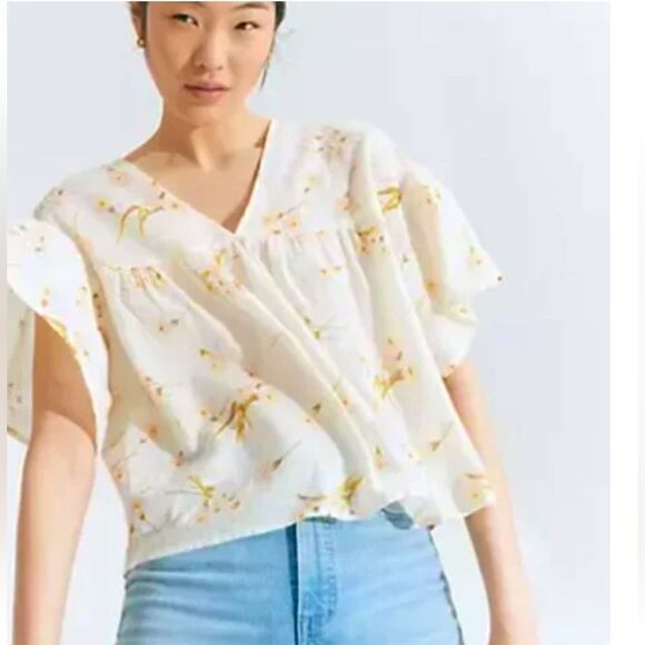 Madewell flutter sleeve rhyme top in floral print - Picture 1 of 13